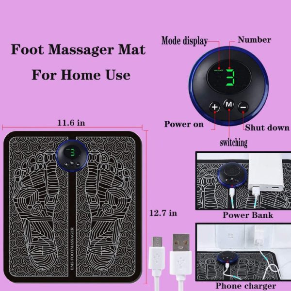 Ems Foot Massager Mat Electric Usb Charging Smart Display Ten Acupuncture